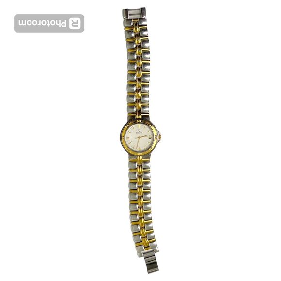 Bulova Women 98B52 Quartz Date Calendar Gold Silver Band 34mm Watch New Battery main image 6